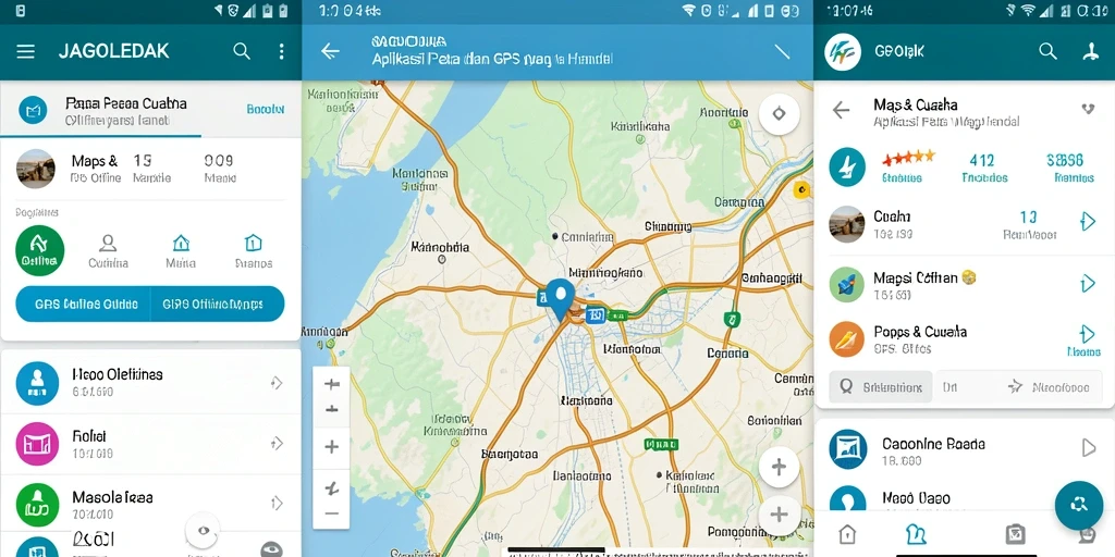 Tampilan antarmuka JAGOLEDAK yang intuitif untuk GPS Offline Maps.