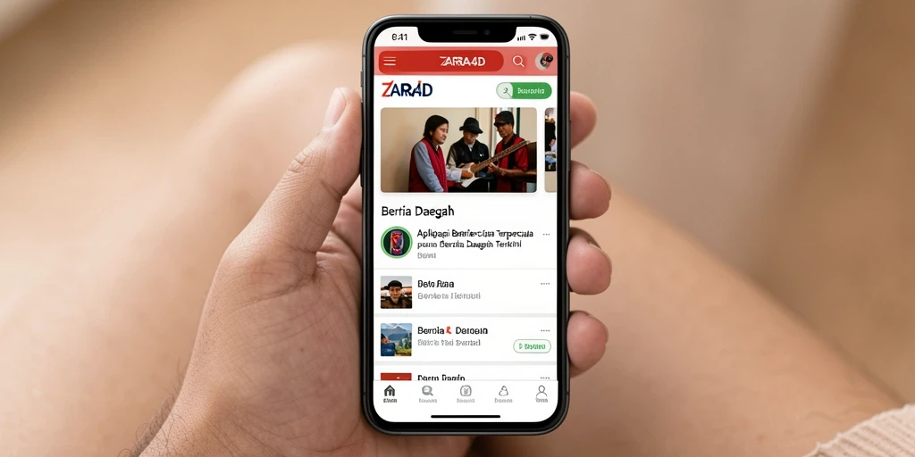 Antarmuka ZARA4D menampilkan berita daerah dengan desain yang menarik.